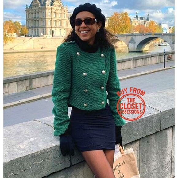 RARE! ZARA Green Cropped Jacket NWT – Blogger Favorite ✨ Size L - Picture 8 of 16